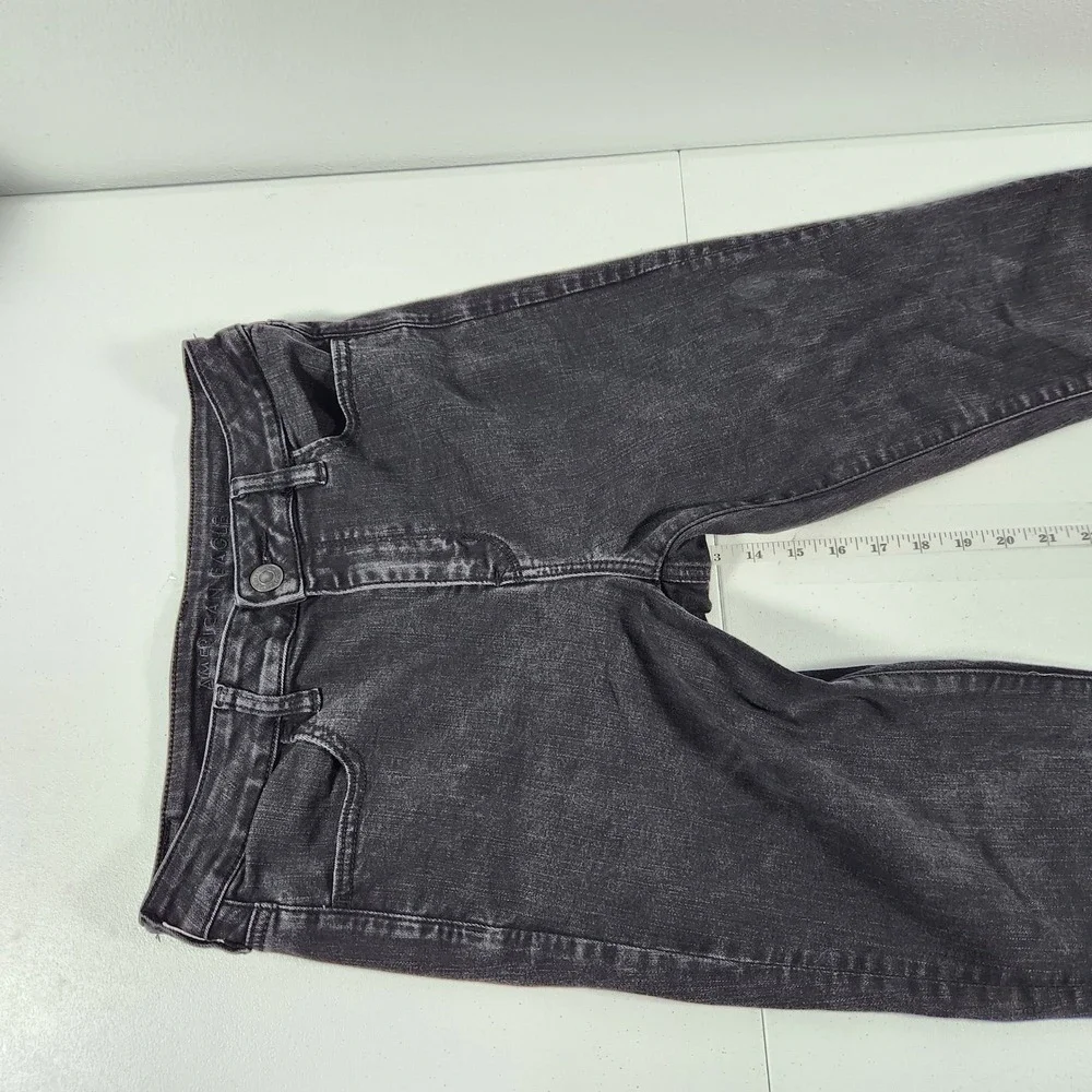 American Eagle Next Level Stretch High Rise Jegging Black Faded Jeans 10 Regular
